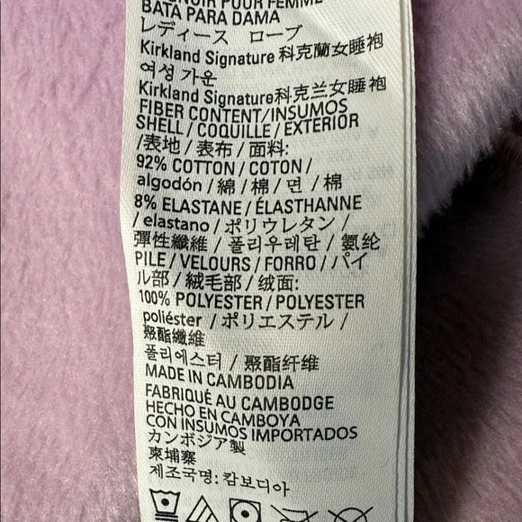 Kirkland Signature Robe Lilac Purple Fleece Lined Housecoat Pajamas Women's Sz M - Picture 14 of 14